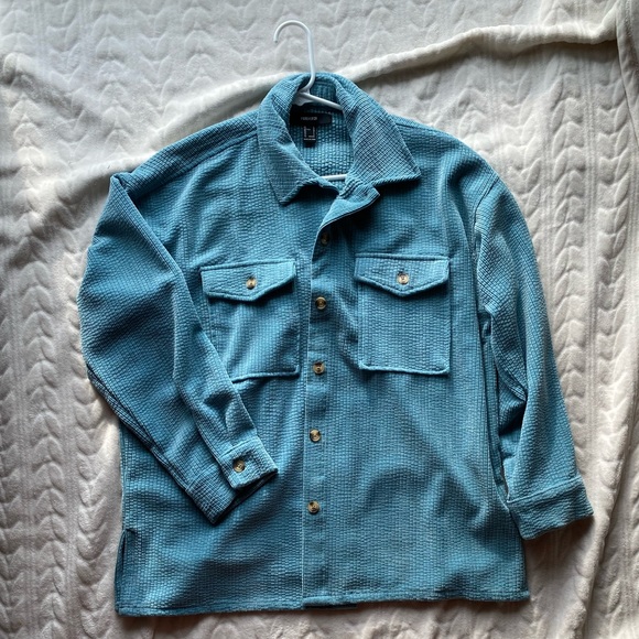 Blue textured button down - Picture 1 of 5
